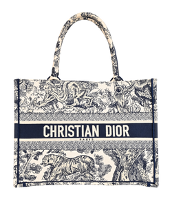 Medium Dior Book Tote, Canvas, Navy/Beige, 50MA0262, 3*